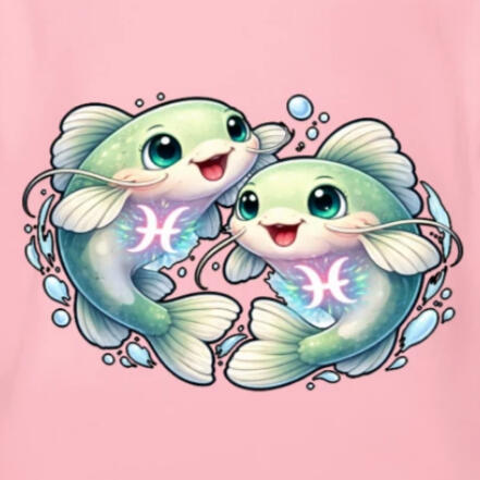Adorable baby Pisces zodiac character with a magical glowing aura. Ultra-cute kawaii aesthetic for digital planners and aesthetic apparel lovers. Perfect gift for star sign seekers! ✨🦊