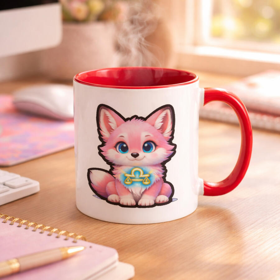 Bring balance and charm to your life with this adorable pink Libra fox! Perfect for zodiac lovers and gift seekers. Great for stickers, shirts, and mugs. Get yours now!